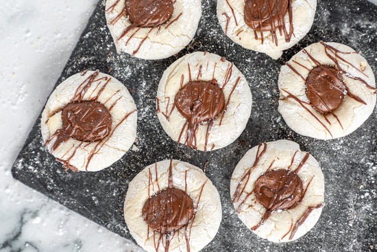 Nutella Thumbprint Almond Cookies
